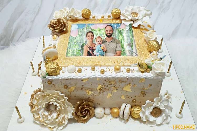 Luxurious Gold-Plated Birthday Cake With Photos