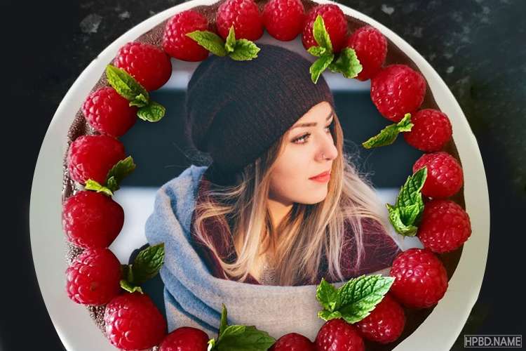 Fresh Red Raspberry Birthday Cake With Photo Frames