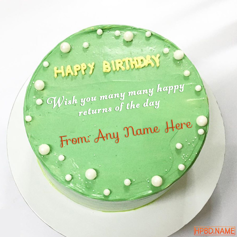 Green Birthday Wishes Cake With Name Generator