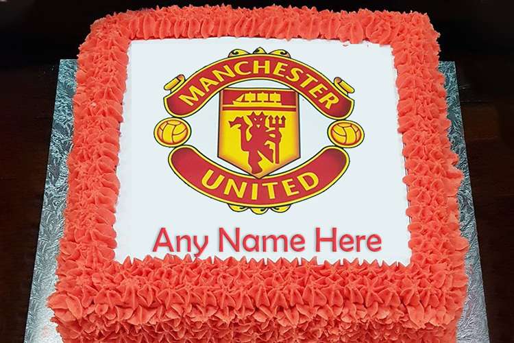 Personalised Manchester United Football Cake With Name Edit
