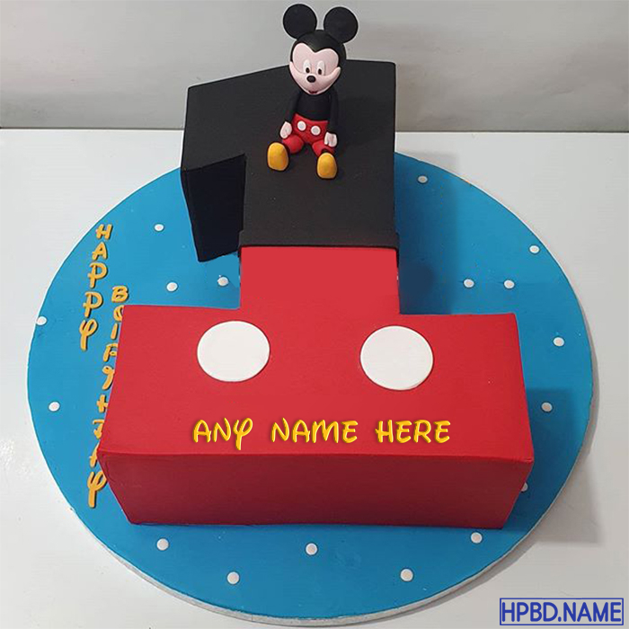 1st Mickey Mouse Birhday Wishes Cake With Name Edit