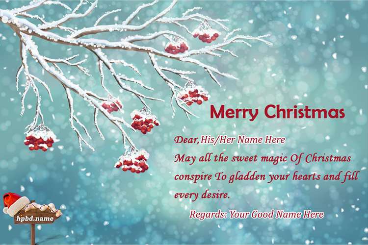 Wish a Merry Christmas Card With Name Edit