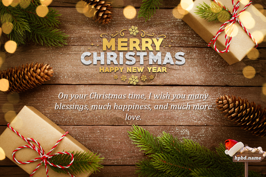 Sparkling Merry Christmas And New Year Wishes Card Online