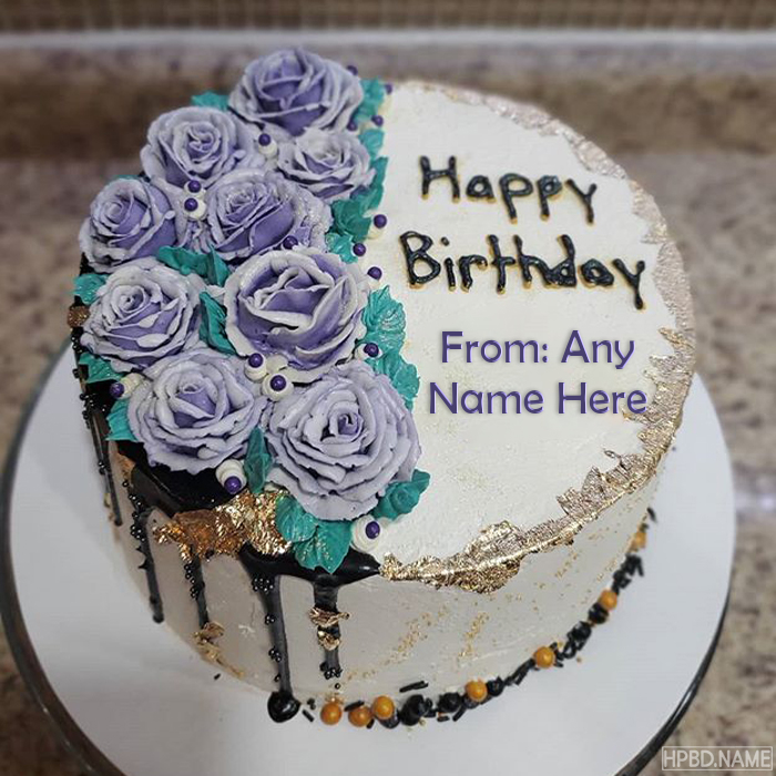 Purple Birthday Cake Design with Name and Photo - Birthday Cake With Name  and Photo | Best Name Photo Wishes
