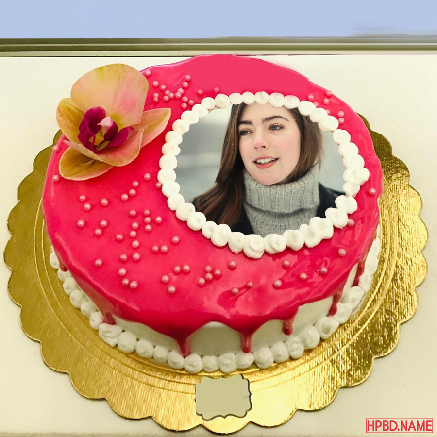 Photo On Lovely Red Birthday Cake