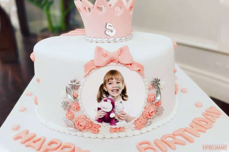 Princess Crown Birthday Cake With Photo And Age