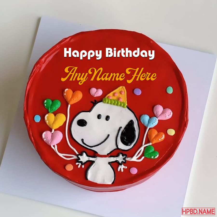 Funny Snoopy Birthday Wishes Cake With Name Edit
