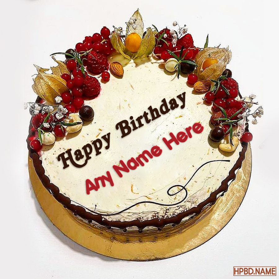 Fresh Fruit Birthday Cake With Name Generator