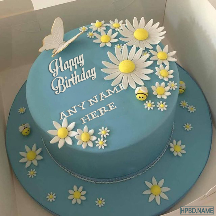 Mädchen-Geburtstagskuchen mit Namen - Flower BirthDay Wishes Cake With Name 6c8c3