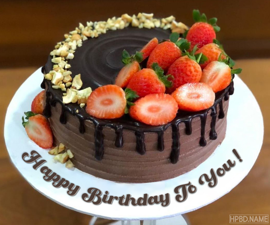 Chocolate Strawberry Birthday Wishes Cake With Name - Strawberry Chocolate BirthDay Cake With Name 95202