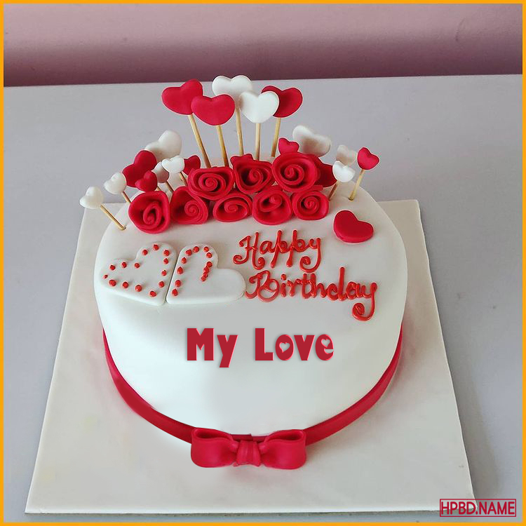Happy Rose Birthday Cake With Name For Lover
