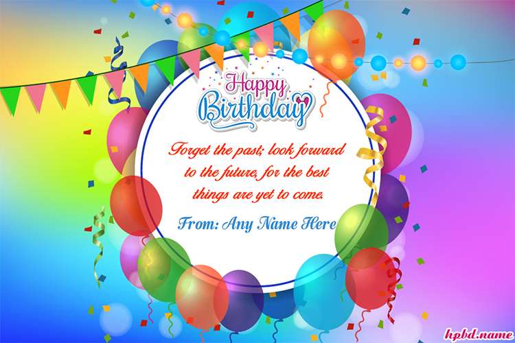 Colorful Balloons Birthday Wishes Card With Name Edit