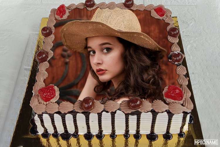 Sweet Birthday Chocolate Cake With Photo