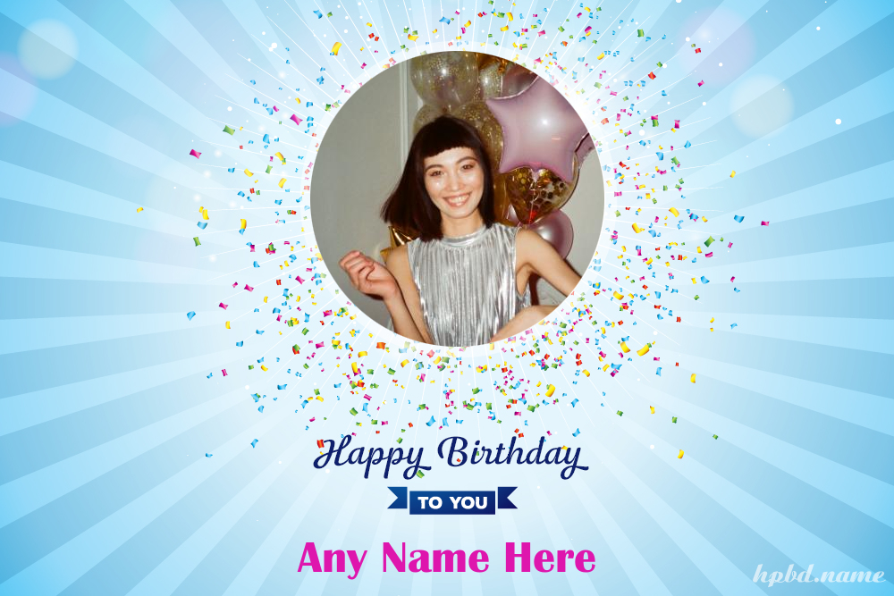Customize Orange Background Birthday Wishes With Photo And Name
