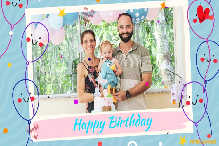 Photo Collage On Cute Happy Birthday Video With Balloons