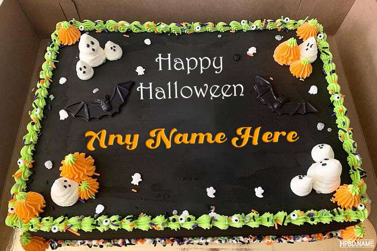 Happy Halloween Wishes Cake With Name Editor