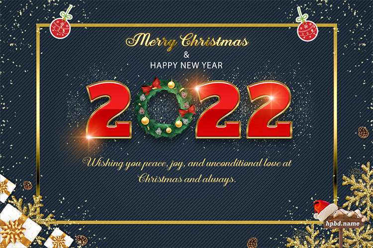 Sparkling Merry Christmas And Happy New Year 2022 Greeting Cards