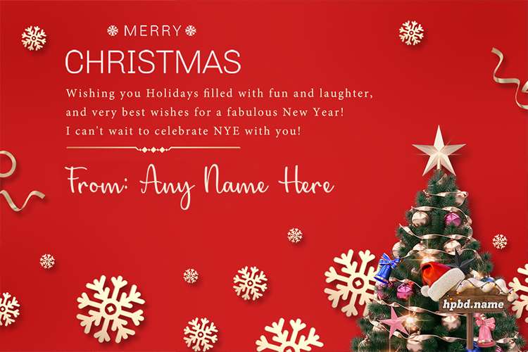 Red Creative Christmas Greeting Card With Name Edit