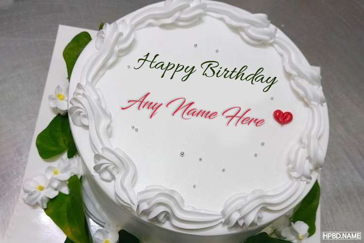 White Butter Cream Birthday Cake With Name Edit