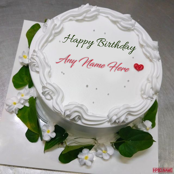 White Butter Cream Birthday Cake With Name Edit