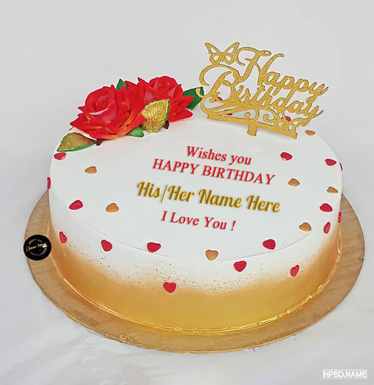 Wishes You Happy Birthday Cake For Lover With Name Editor