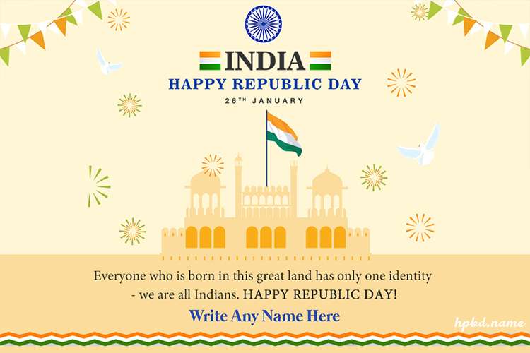 Happy Indian Republic Day Card With Name