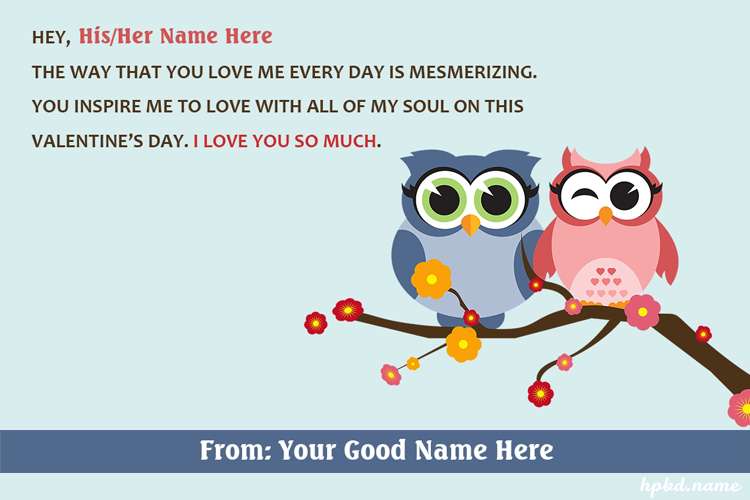 Love Bird Valentines Day Wishes With Name Edit
