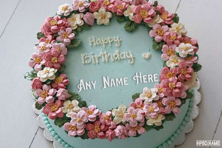 Flowers Birthday Cake Name Picture