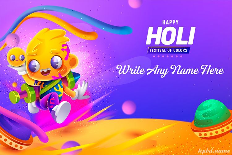 Free Download Realistic Happy Holi Card With Name Edit