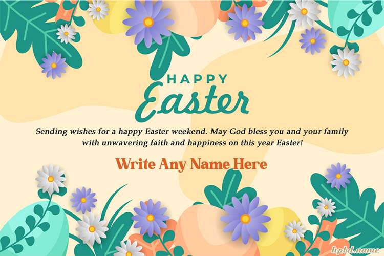 Color Flowers Easter Day Wishes With Name Pics