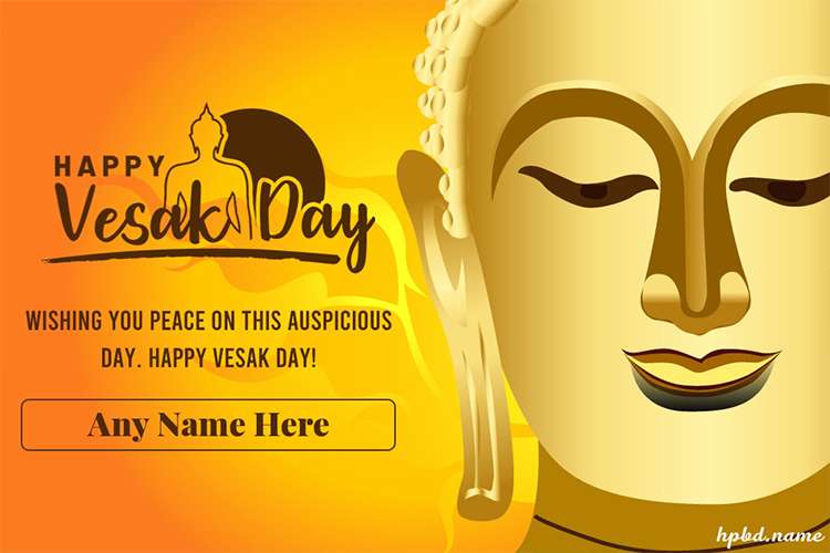 Happy Vesak Day Golden Buddha With Name
