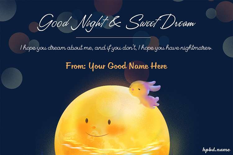 Funny Good Night Wishes With Cute Moon And Rabbit