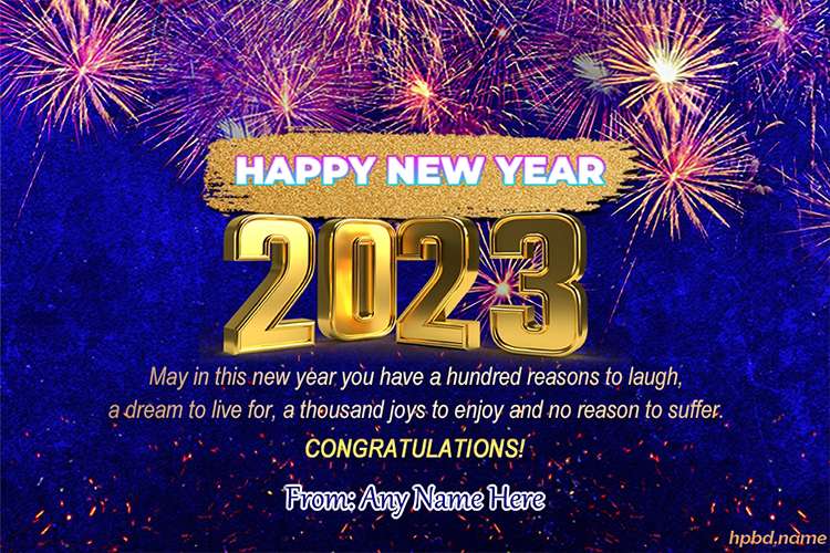 Fireworks Happy New Year 2023 Wishes Cards With Name Edit