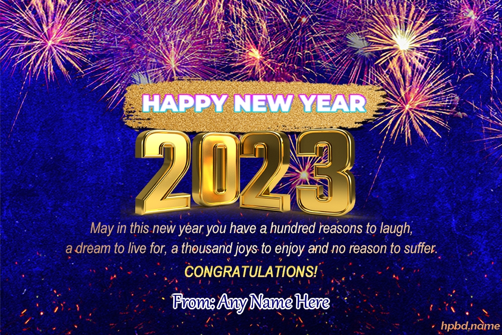 Fireworks Happy New Year 2023 Wishes Cards With Name Edit 