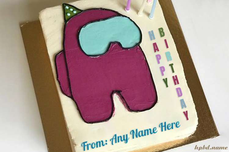 Happy Birthday Among Us Cake With Name Generator