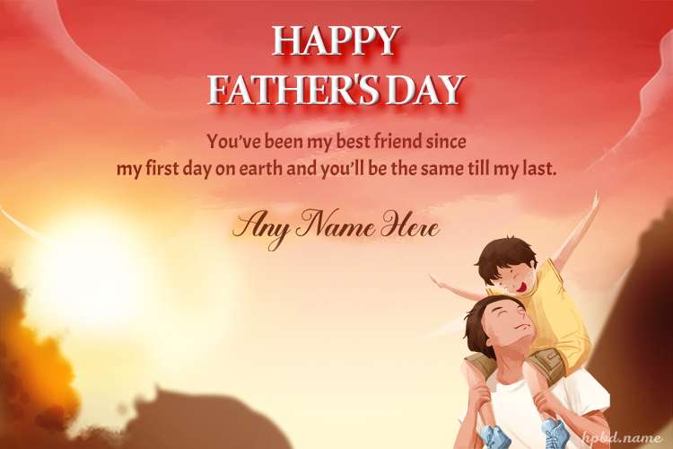 Write Name On Father's Day Greeting Card From Son