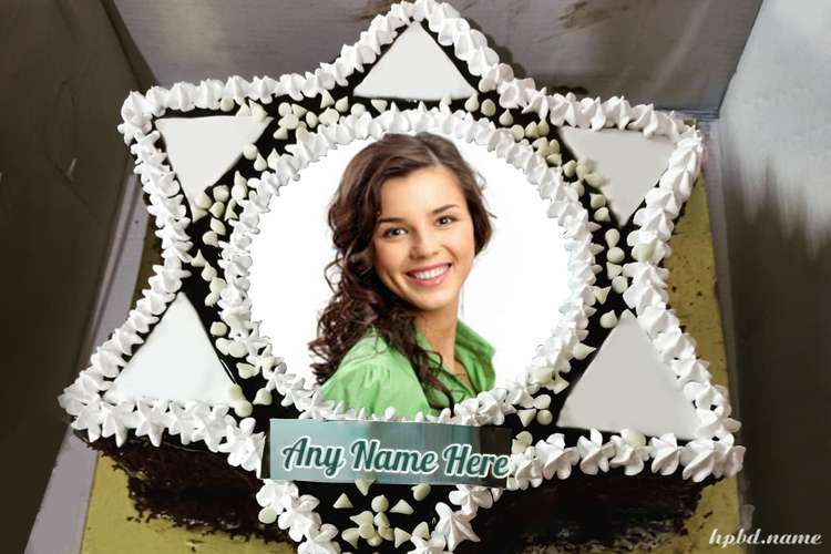 Star Birthday Wishes Cake With Name And Photo Edit