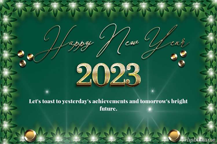 Gold And Green 2023 Happy New Year Greeting Card