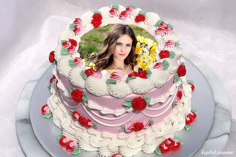 Happy Birthday Rose Cake Photo Frames
