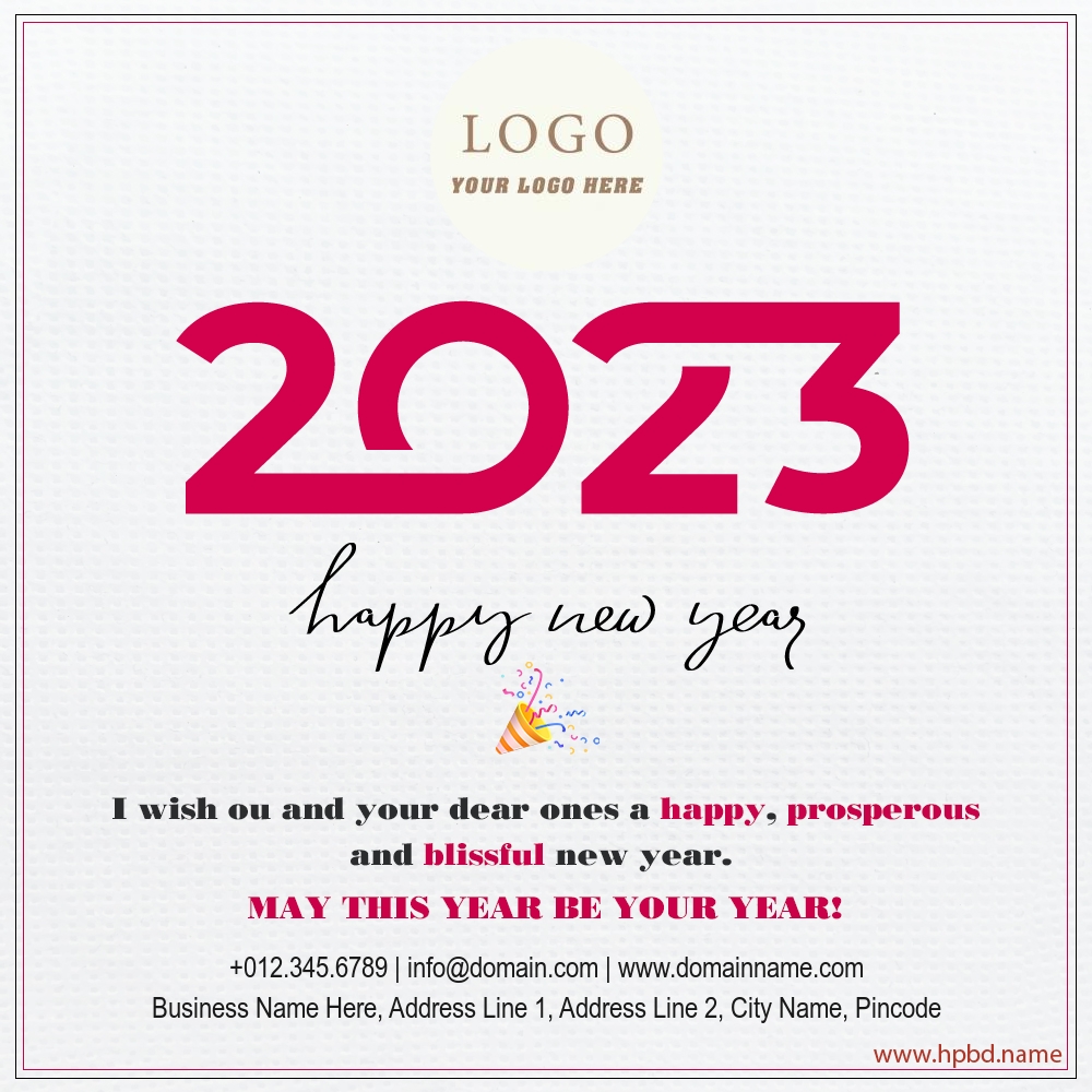 Happy New Year 2023 Wishes Card With Pink Number Design