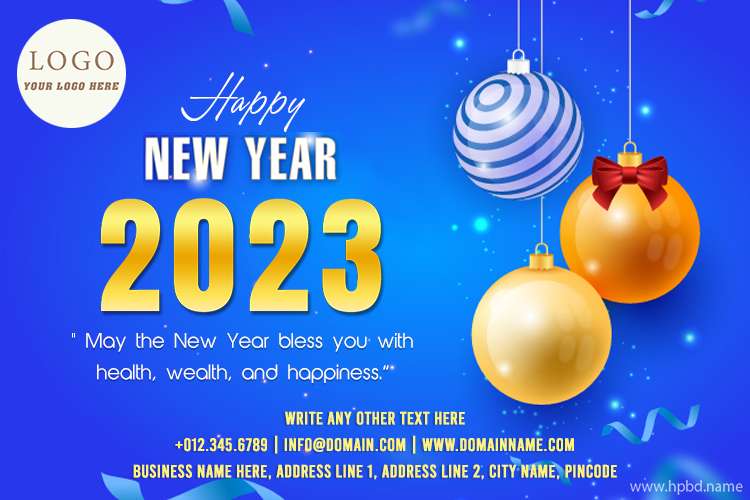 Realistic New Year 2023 Wishes With Company Info And Logo