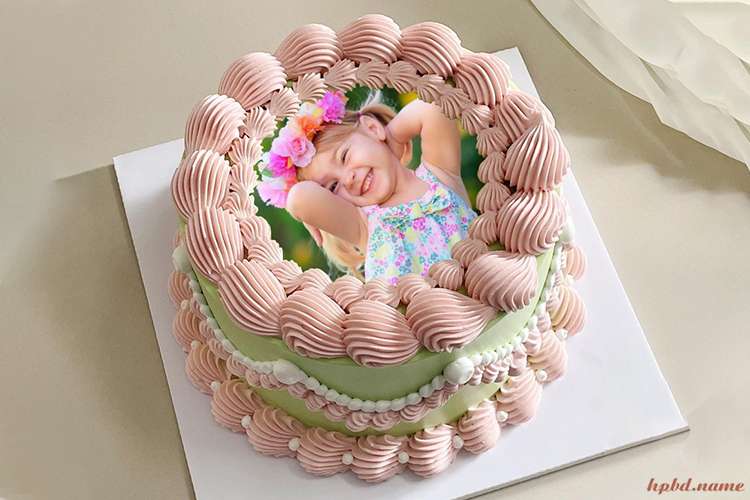 Pink Happy Birthday Cake With Photo