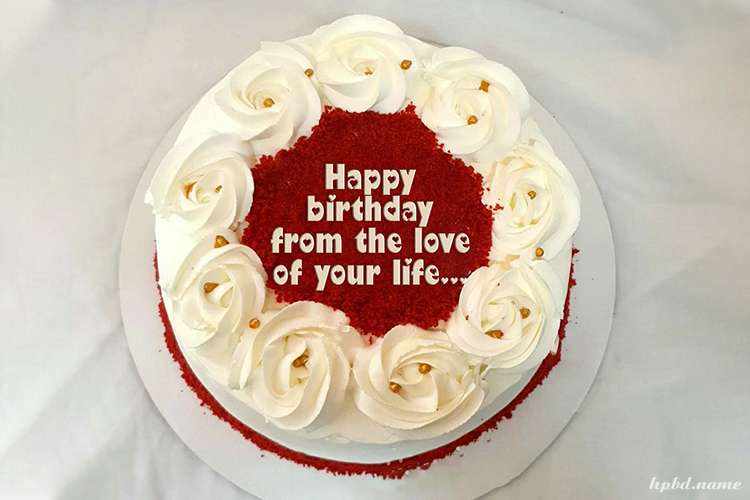 Red Velvet Cream Cakes With Name Wishes for Lover