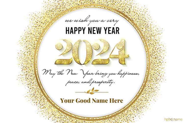 Glitter Gold Happy New Year 2024 Wishes Images