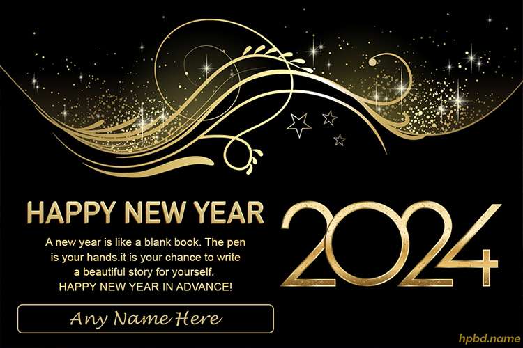 Happy New Year 2024 Wishes Card With Name Online Editing