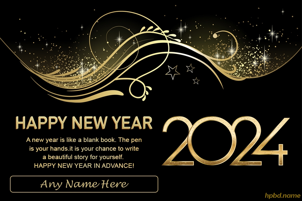Happy New Year 2024 Wishes Card With Name Online Editing