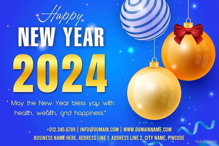Realistic New Year 2024 Wishes With Company Info And Logo