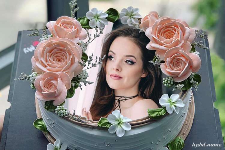 Happy Birthday Wishes With Rose Border Cake With Photo