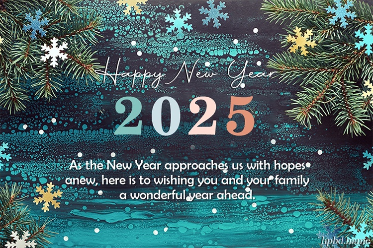 Happy New Year 2025 With Snowflakes