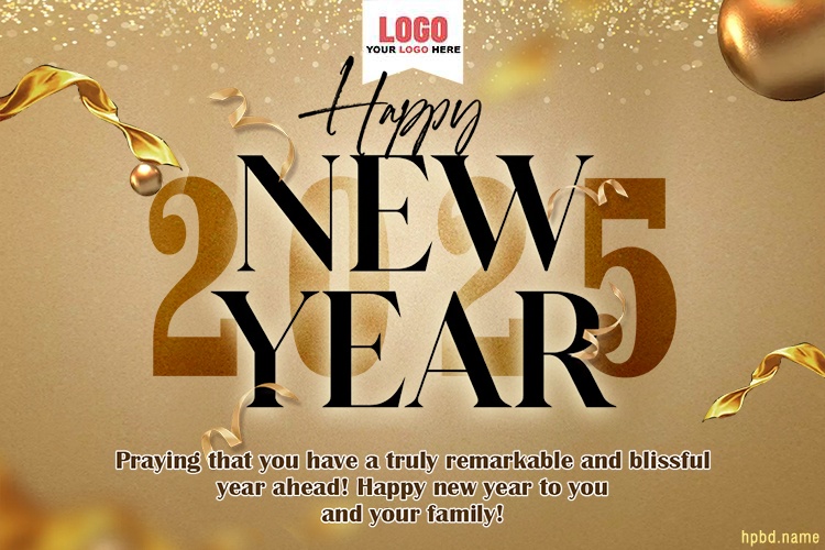 Luxury Golden Happy New Year 2025 Wishes With Company Logo